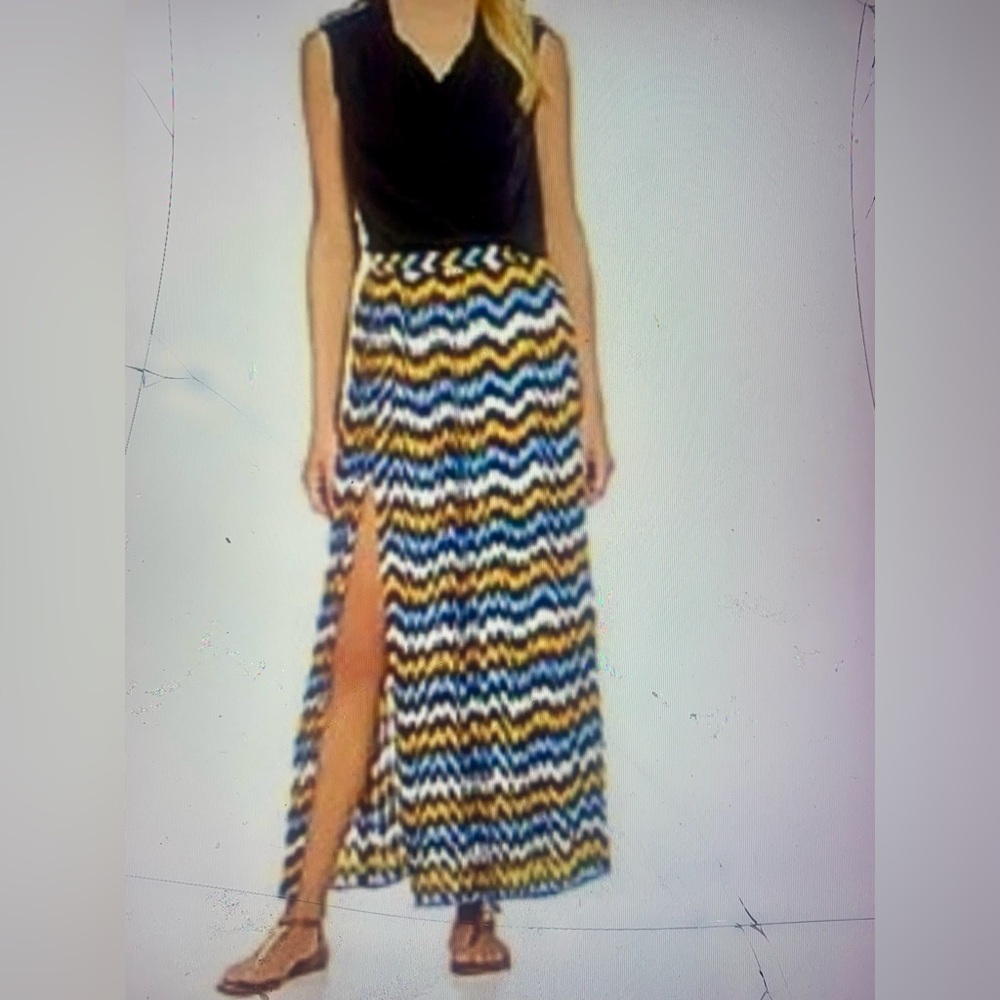 Michael Michael Kors Chevron Stripe Pleated Maxi Skirt Size S